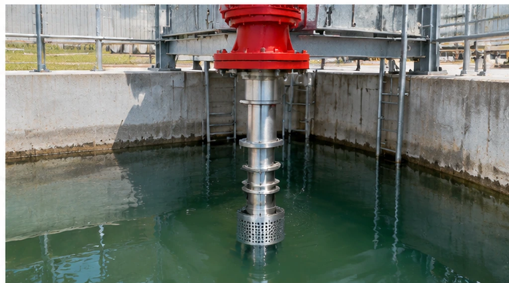 Vertical turbine pump in water
