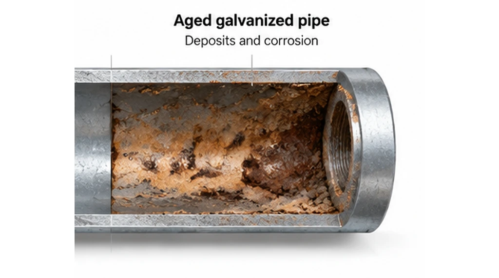 Deposits inside old galvanized pipe
