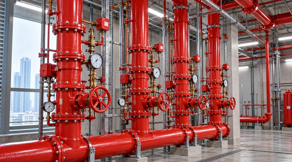 High-rise fire sprinkler piping