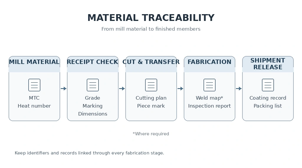 Structural steel traceability marking