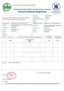 SONCAP CERTIFICATE